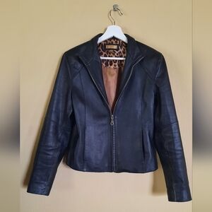 Black Wilsons Genuine Leather Moto Jacket